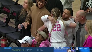 Steph Curry amp Daughter Riley Watch Godsister Cameron Brink Set Stanford Block Record Win vs 25 USC [upl. by Refitsirhc333]