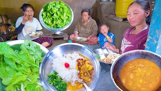 my recipe mustard vegetable curry and rice in our house  Life in rural Nepal  SumnimaRaini [upl. by Anippesuig]