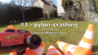 LaTrax Teton  Lightning McQueen Body 3  pylon crashing [upl. by Aicnorev]