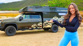 Am I MOVING into a 300000 CHEVY TRUCK CAMPER Full Tour Living in 4x4 Off Road Chevrolet Silverado [upl. by Goldarina]