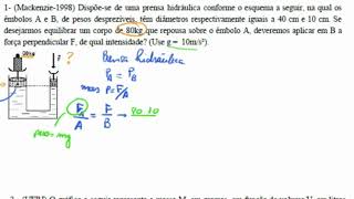 Exercício resolvido sobre Prensa Hidráulica do Vestibular Mackenzie 1998 [upl. by Inat377]