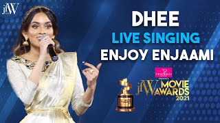 Dhee live singing Enjoy Enjaami  JFW Movie Awards  Best Singer  Soorarai Pottru  JFW [upl. by Iphlgenia]