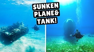 DIVING IN THE RED SEA Sunken Plane amp Military Tank  Aqaba Jordan [upl. by Enier]