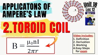 Toroid  Toroidal field  Magnetic field due to toroid  Electromagnetism  Ampere’s law [upl. by Ria190]