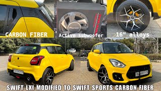 NEW swift lxi modified to swift sports carbon fiber Swift sports kit  New swift full Body wrapping [upl. by Lectra444]