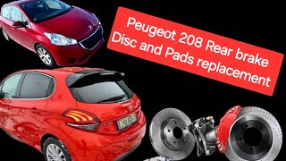 Peugeot 208 Rear Brake Disc And Pads Replacement [upl. by Bertolde]