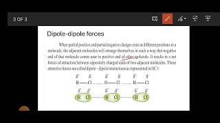 Dipoledipole forces chem 9 chap 4 [upl. by Ahsemak]