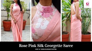 Latest Party Wear Designer Sarees Rose Pink Silk Georgette Saree Designer Sarees 2019 [upl. by Atinoj141]