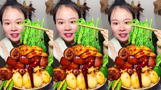 Yummy Spicy Food Mukbang 😋 Eating Braised Pork Belly With Spicy Seafood And Green Vegetables asmr [upl. by Sachi233]