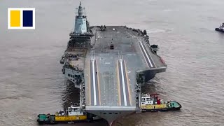 New footage of China’s nextgeneration aircraft carrier [upl. by Llerryt]