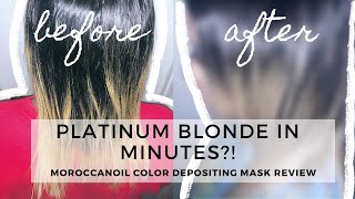 Platinum Blonde In Minutes Moroccanoil Color Depositing Mask Review [upl. by Lowrie]