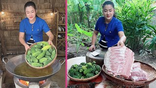 Yummy bitter gourd cooking with country style  Cooking with Sreypov [upl. by Yenffad]