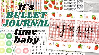 July 2024 Bullet Journal Setup  Strawberry Themed PLAN WITH ME [upl. by Islek]