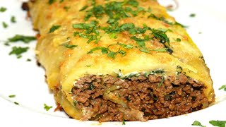 Rollo de papa relleno con carne molida y espinaca super facil [upl. by Leandra589]