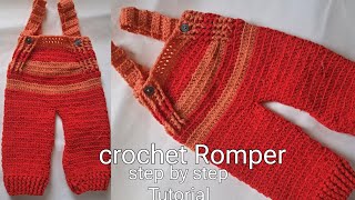 Easy Crochet Baby Romper  Step by Step Tutorial Video [upl. by Atinar]