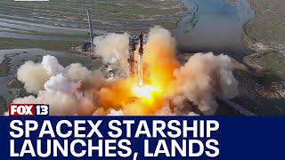 SpaceX starship launches lands in Gulf of Mexico  FOX 13 Seattle [upl. by Eintruoc]