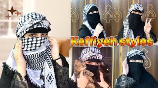 How to wear keffiyeh on hijabniqab✨ shemagh tutorials in different styles😍Arabic scarf styles [upl. by Einnal]