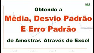 Criação de Gráfico Obtendo a média o Desvio Padrão e o Erro Padrão de Amostras Através do Excel [upl. by Annayk]