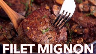 How To Cook Perfect Filet Mignon Recipe in Mushroom Cream Sauce [upl. by Aleek900]