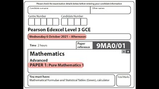 Edexcel A Level Maths  October 2021  Pure Paper 1 [upl. by Sieracki944]