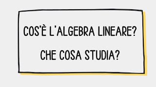 Che cosè lalgebra lineare Che cosa studia [upl. by Nevaeh640]