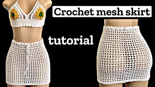 Quick and easy Crochet mini mesh skirt tutorial [upl. by Amyaj]