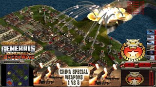 China Special Weapons 1 vs 5 HARD Generals  Command amp Conquer Generals ShockWave Gameplay [upl. by Anaerb]