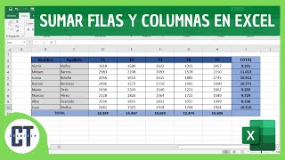 Como sumar filas y columnas en Excel [upl. by Anahsak]