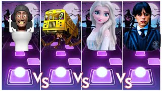 Skibidi Toilet 🆚 Bus Eater 🆚 Elsa Frozen 🆚️ Wednesday Addams 💥Goes Tiles Hop💥 [upl. by Dracir204]