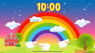 10 Minute Rainbow Timer With Music For Classroom Sheep Baa at End as Alarm [upl. by Ahsenav703]