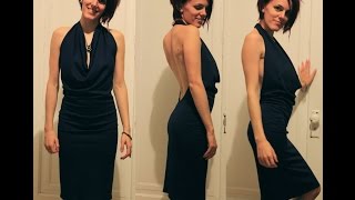 DIY Easy Backless Dress Tutorial with a Halter Top Cowl Neck [upl. by Fagen]