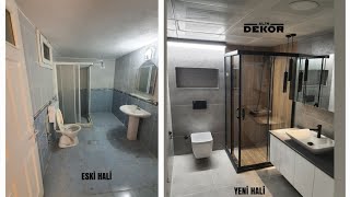 BANYO DEKORASYON FİKİRLERİ BANYO WC TUVALET YENİLEME YAPIM AŞAMALARI  BATHROOM RENOVATİON [upl. by Freddi550]