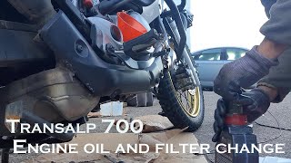 Transalp 700  Oil and Filter change [upl. by Eeclehc]