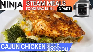 NINJA FOODI 15 in 1 How to STEAM MEALS 3 Part Meal CAJUN CHICKEN RICE amp BROCCOLI 3 Tier Dinner [upl. by Agretha]