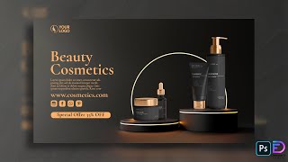 Cosmetic Banner Design  Photoshop CC Tutorial  Graphic Design  Poster Design [upl. by Sierra]