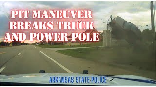 Pursuit Drunk amp Combative  PIT Maneuver sends Ram 1500 into power pole Arkansas State Police [upl. by Mallen]