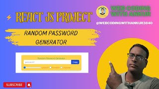 Create a Random Password Generator in React JS  StepbyStep Tutorial [upl. by Aicnerolf]