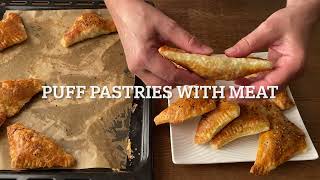 Meat pies made from puff pastry [upl. by Anidem]