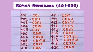 🔮 Roman Numerals from 401 to 500 [upl. by Pasia129]