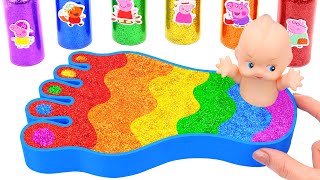 Satisfying Video l How to Make Rainbow Foot Bathtubs into Mixing Slime amp Glitter Pool Cutting ASMR [upl. by Bolen]