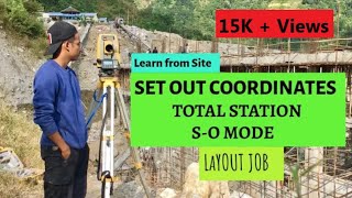 Set out coordinates in field using Total Station  SO Mode  Site Engineering  Surveying [upl. by Adierf]