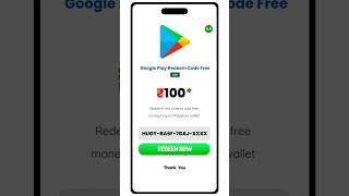 Free ₹10₹40₹80₹100 Google Play Redeem Code For Play Store  Free Redeem Code App 2024 shorts [upl. by Ecidnarb]