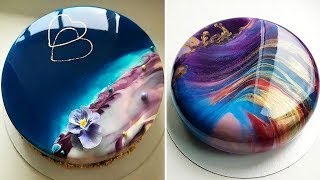 MOST SATISFYING MIRROR GLAZE CAKE DECORATING COMPILATION [upl. by Skeie825]