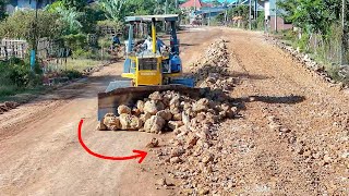 Skill Operator using Dozer D41P grabbing and clearing soil of backfilling work [upl. by Arracot]