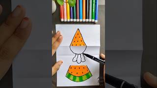 🍉🥕 Paper Folding surprise drawing  Cute Paper Diy craft ArasEasyArt watermelon carrot diy [upl. by Lipfert967]