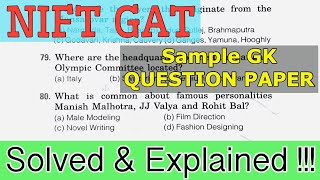 NIFT GAT GK SAMPLE QUESTION PAPER SOLVED amp Explained  A MUST WATCH for NIFT GAT ASPIRANTS [upl. by Ahtanaram]