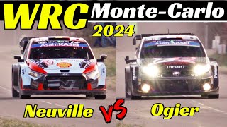 WRC Rallye MonteCarlo 2024  Thierry Neuville vs Sébastien Ogier  Comparison Flatout amp Max Attack [upl. by Hayden]