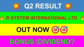 R SYSTEM INTERNETIONAL LIMITED Q2 RESULT r systems international ltd Market Result [upl. by Gawlas699]