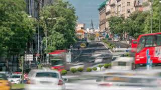 View Gran Via traffic timelapse one of the main streets and most famous landmarks of the city in [upl. by Ihteerp913]