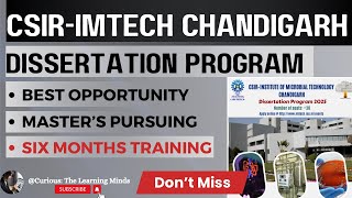 CSIRIMTECH Chandigarh  Dissertation Program 2025  Research Training [upl. by Ytissahc70]